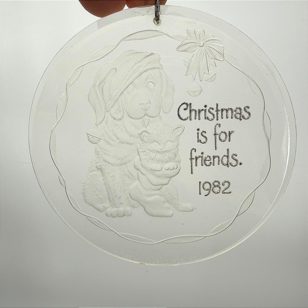 Hallmark Keepsake Ornament Christmas Is For Friends 1982 Cat Dog VTG Friendship